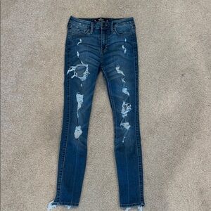 Hollister Distressed Skinny Jeans in Blue